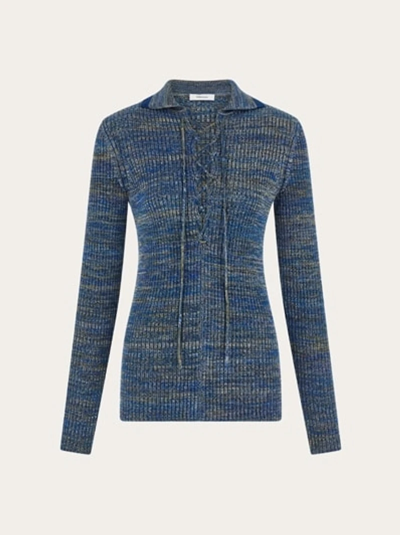 Knitted top with lace detail