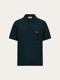 V-neck polo with jacquard pocket detail