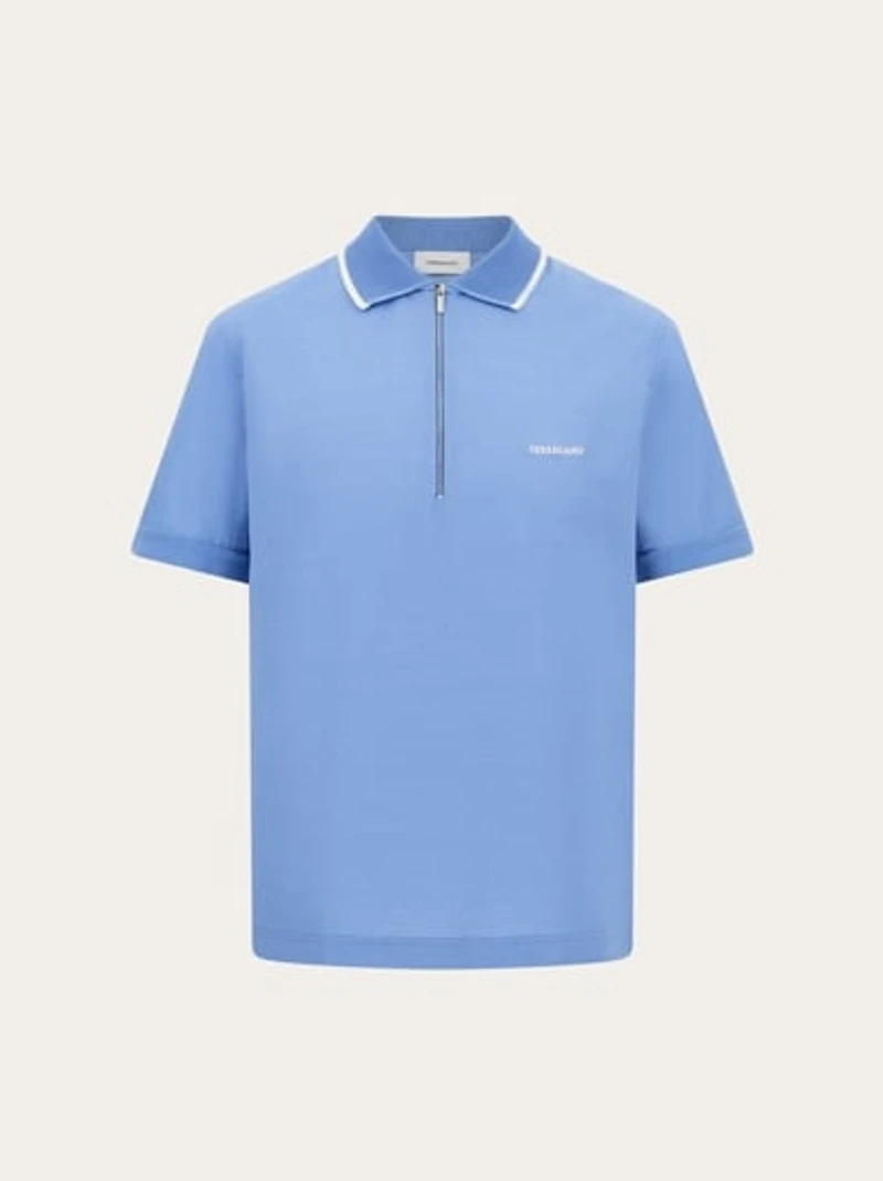 Cotton polo shirt with zip closure