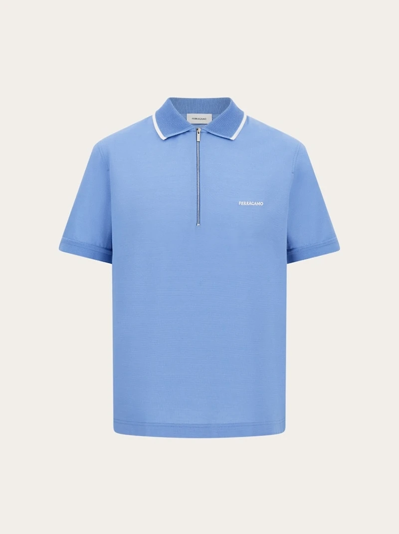 Cotton polo shirt with zip closure
