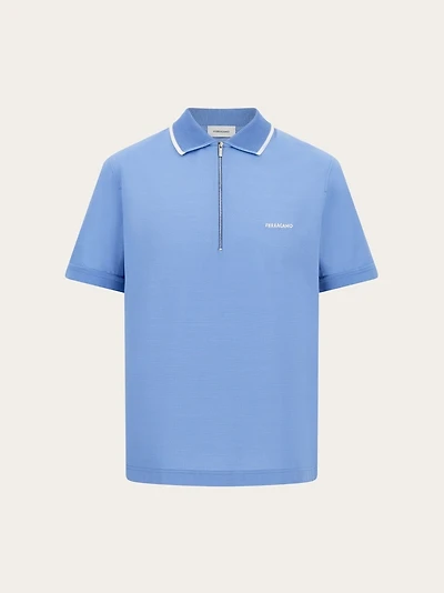 Cotton polo shirt with zip closure