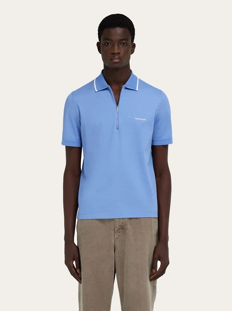 Cotton polo shirt with zip closure