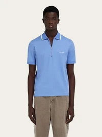Cotton polo shirt with zip closure