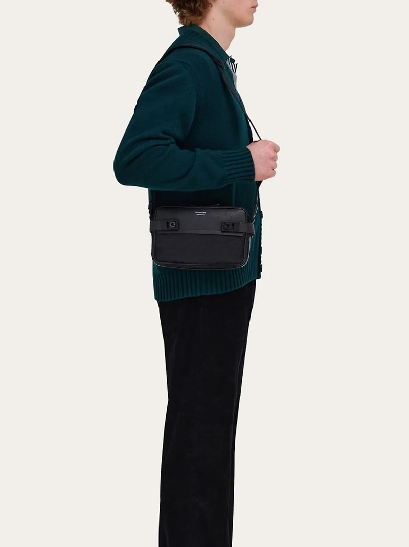 Crossbody bag with Gancini buckles
