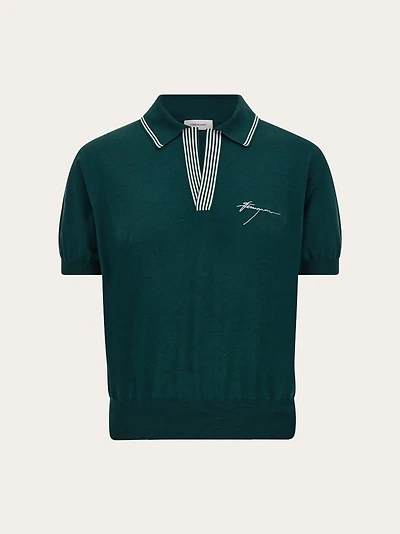 Silk blend polo shirt