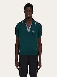 Silk blend polo shirt