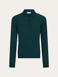 Wool polo shirt with long sleeves