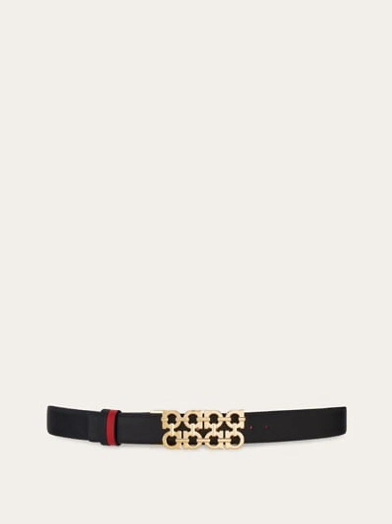 Reversible and adjustable belt with woven Gancini