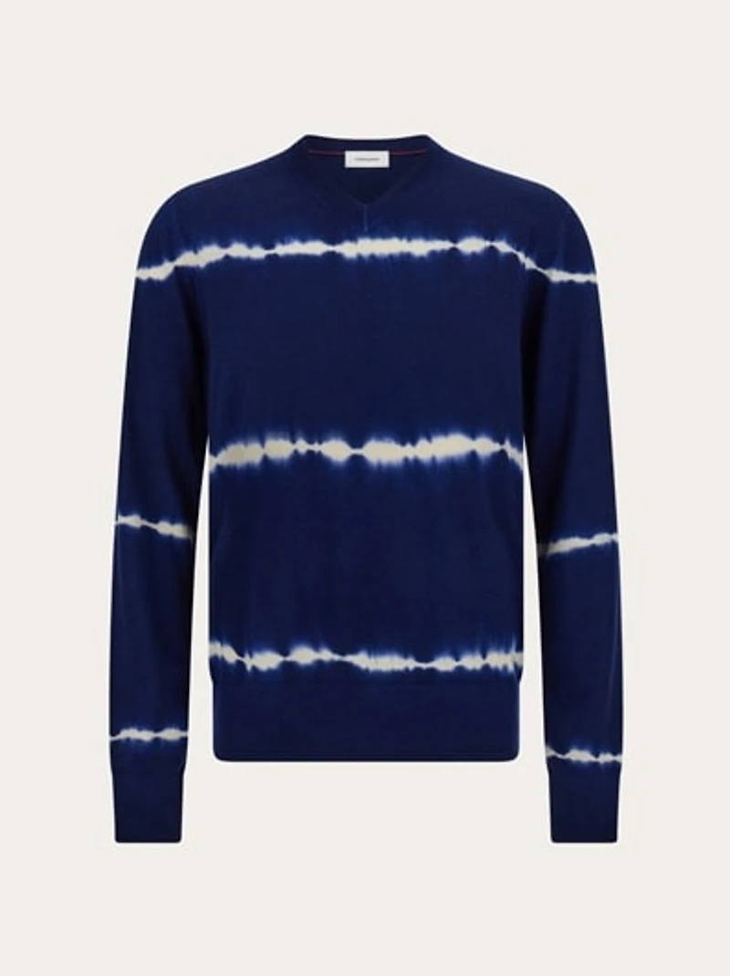 Tie dye wool V-neck pullover