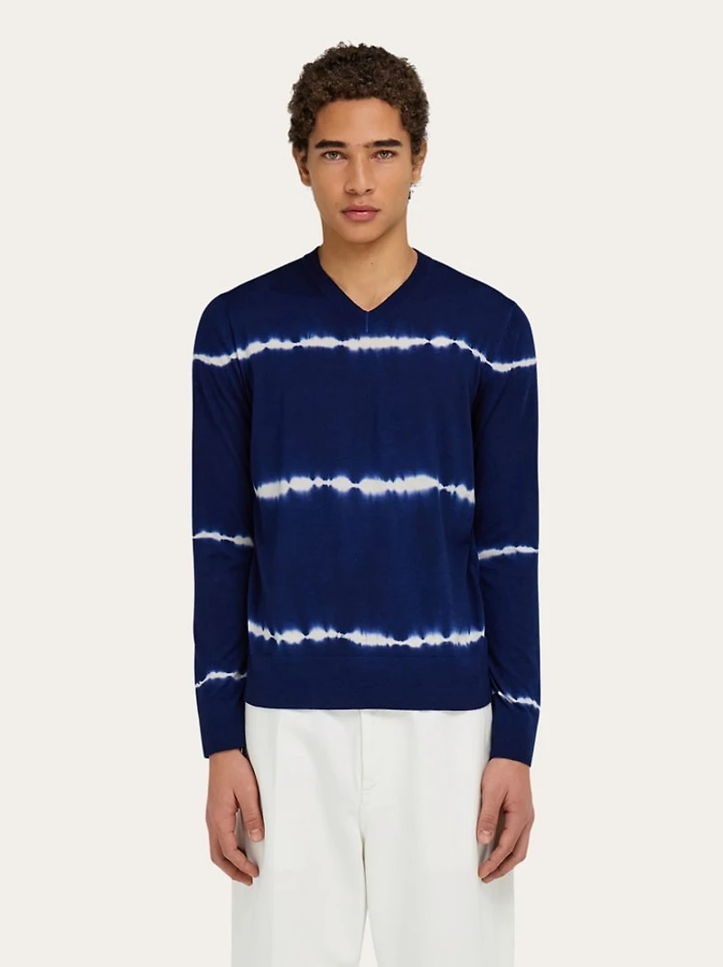 Tie dye wool V-neck pullover
