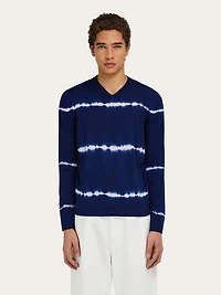 Tie dye wool V-neck pullover