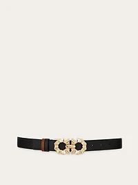 Reversible and adjustable belt with shaped Gancini