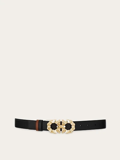 Reversible and adjustable belt with shaped Gancini