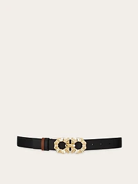 Reversible and adjustable belt with shaped Gancini