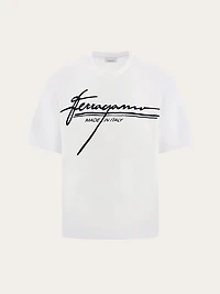 Crew neck T-shirt with printed signature