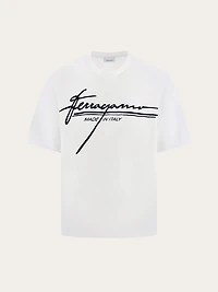 Crew neck T-shirt with printed signature