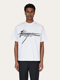 Crew neck T-shirt with printed signature