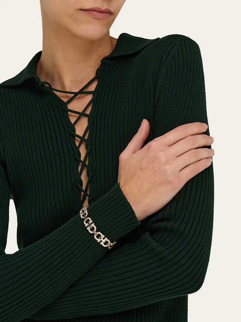 Crystal embellished Gancini bracelet