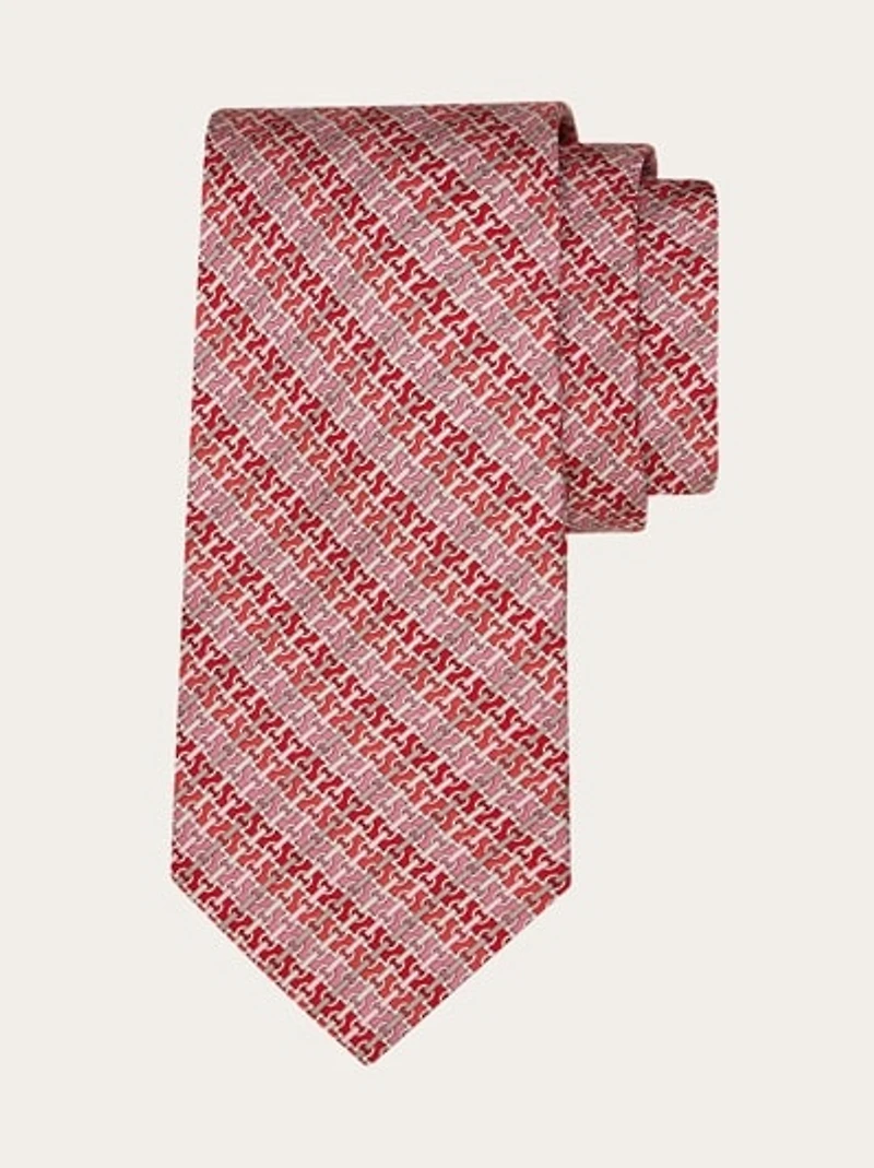 Gancini chain print silk tie