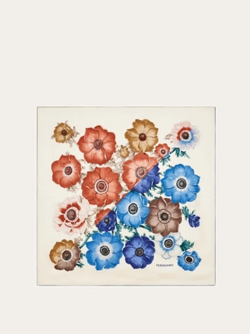 Anemone print silk foulard