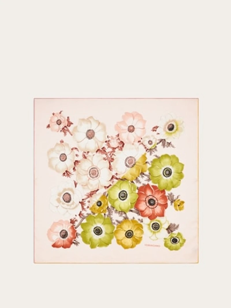 Anemone print silk foulard