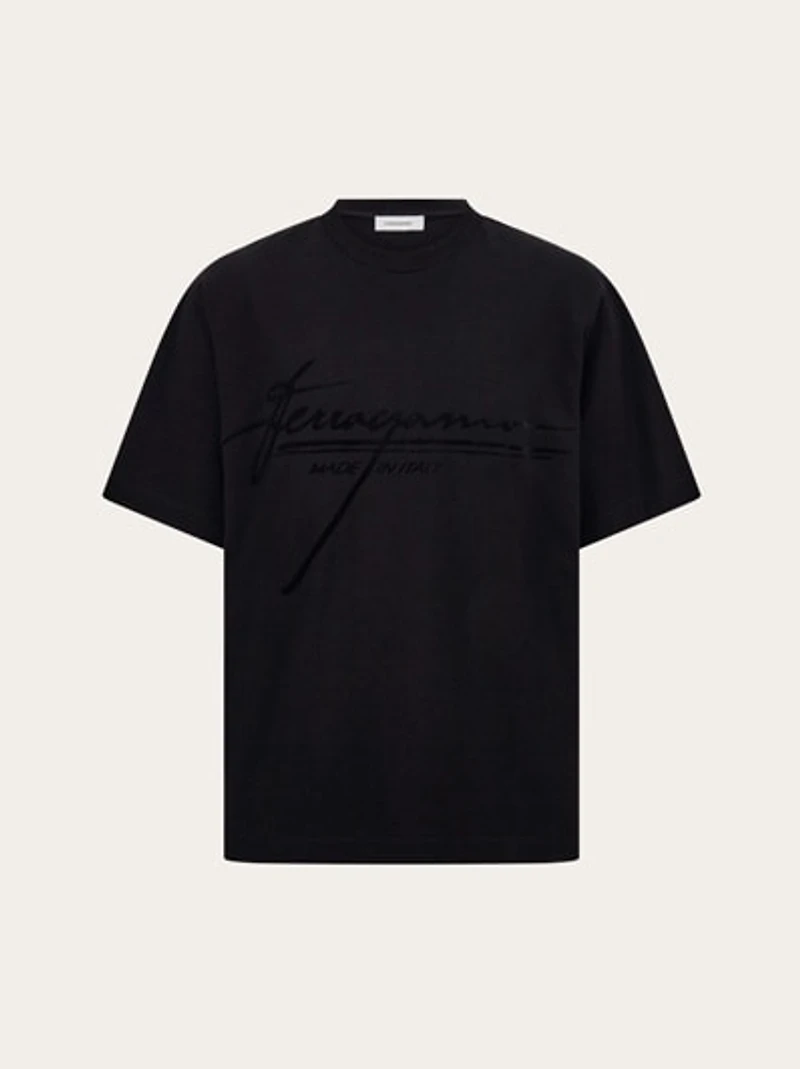 Crew neck T-shirt with printed signature