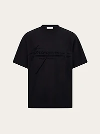 Crew neck T-shirt with printed signature