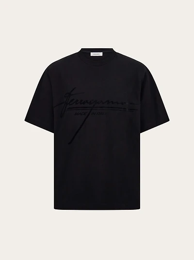 Crew neck T-shirt with printed signature