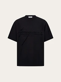Crew neck T-shirt with printed signature