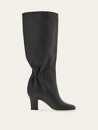 Knee boot with ruched detail