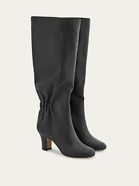 Knee boot with ruched detail