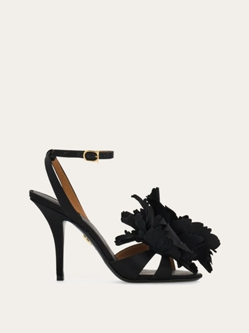 Flower embellished high heel sandal