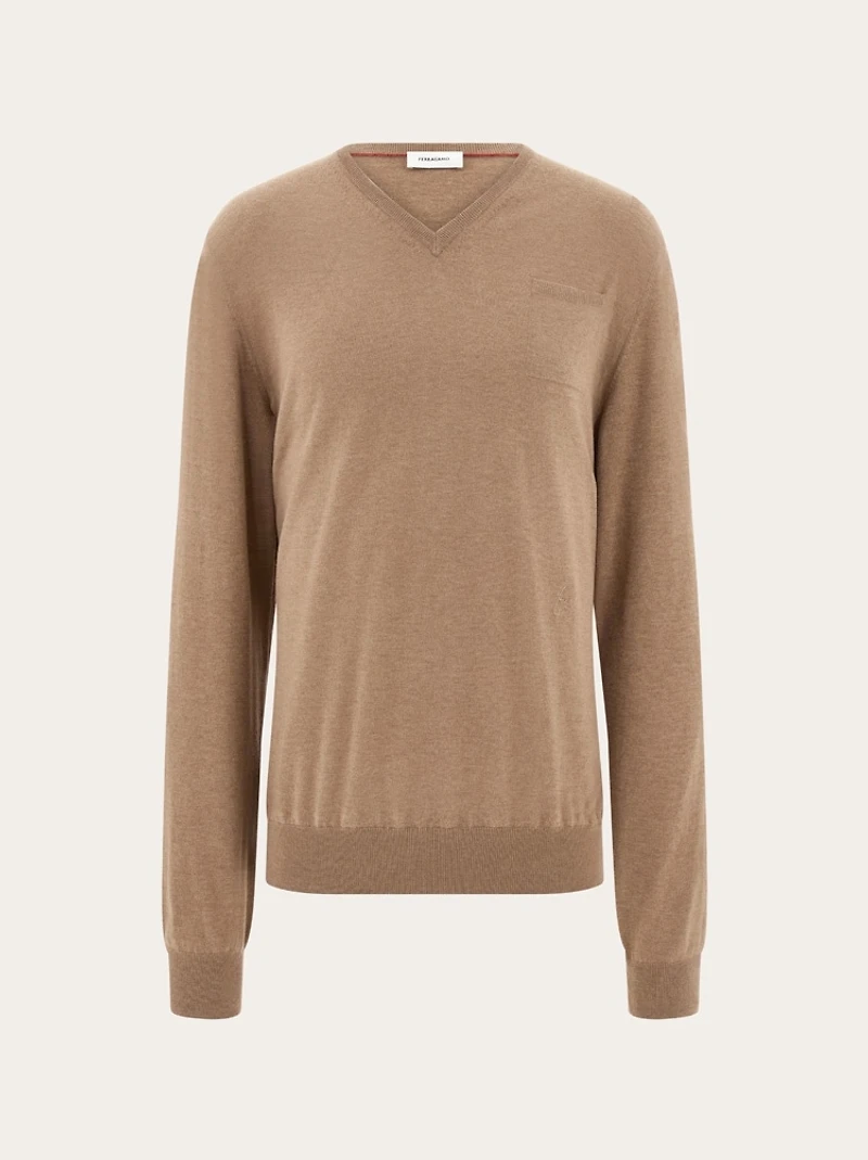 V-neck sweater with pocket detail
