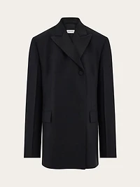 Double breasted tuxedo-inspired jacket