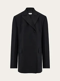 Double breasted tuxedo-inspired jacket