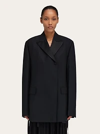 Double breasted tuxedo-inspired jacket