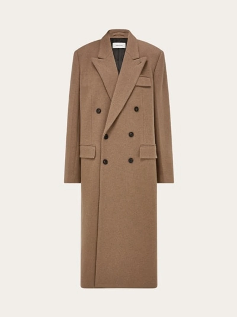 Jersey interlock double breasted coat