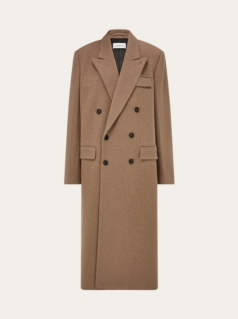 Jersey interlock double breasted coat