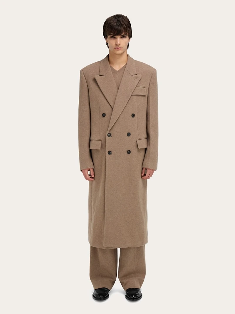 Jersey interlock double breasted coat