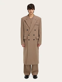 Jersey interlock double breasted coat