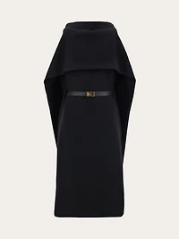 Belted midi dress with billowing front panel