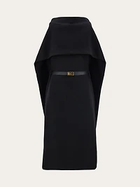 Belted midi dress with billowing front panel