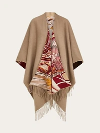 Cashmere and silk reversible cape