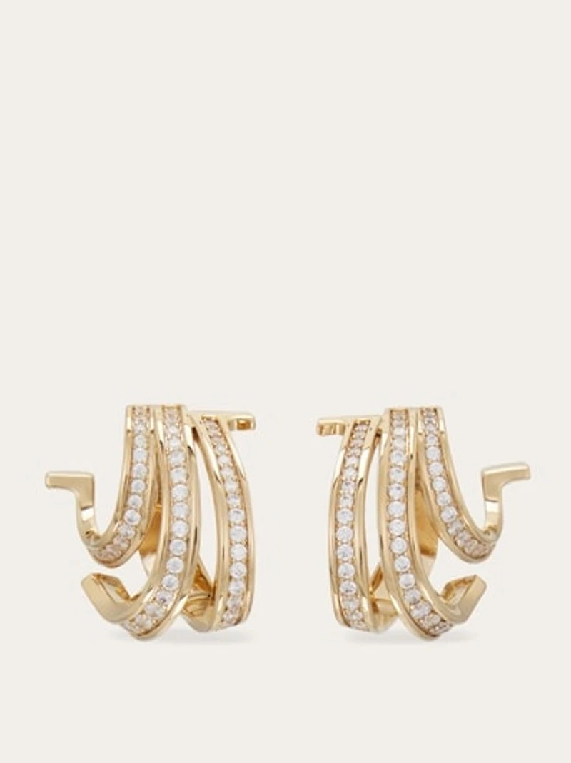 Triple Gancini earrings with crystals