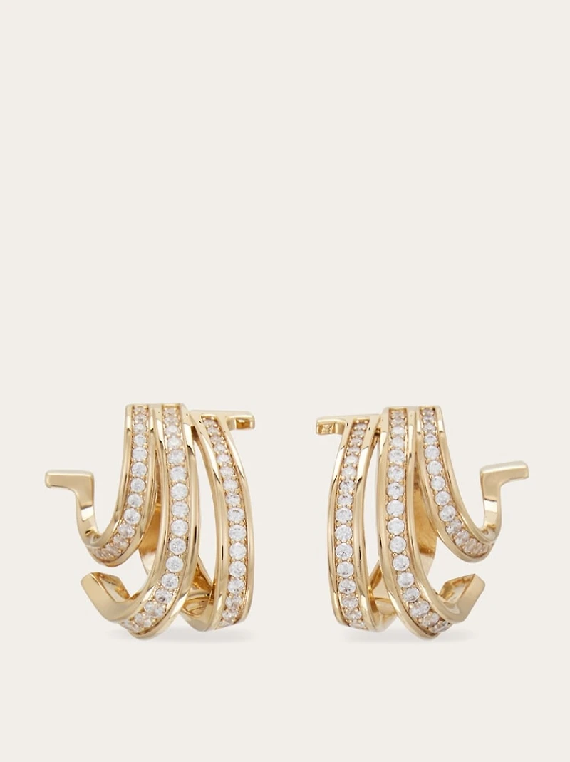 Triple Gancini earrings with crystals