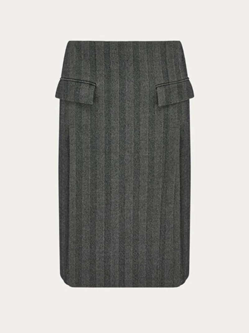 Chenille pencil skirt with double slit