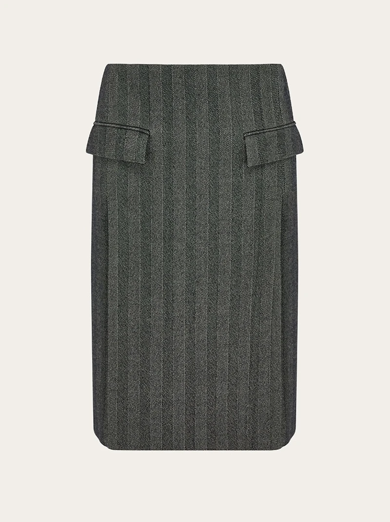 Chenille pencil skirt with double slit