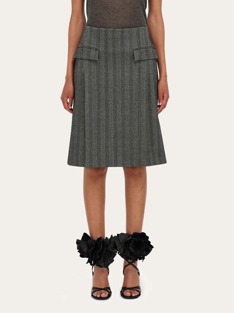 Chenille pencil skirt with double slit