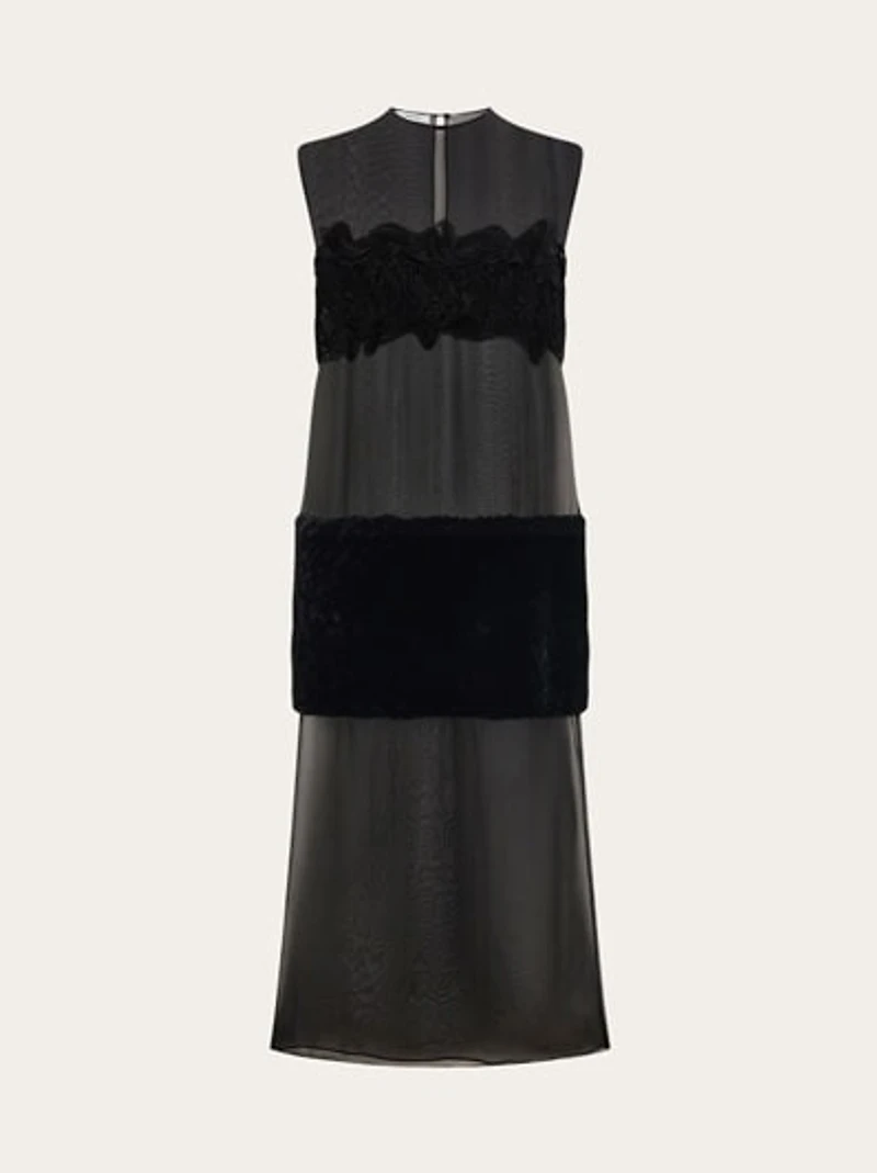 Shift dress with inlay details