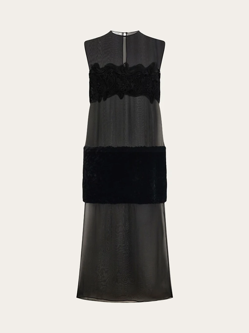 Shift dress with inlay details